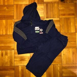 Kids Navy Blue Hooded Jacket and Pants Set